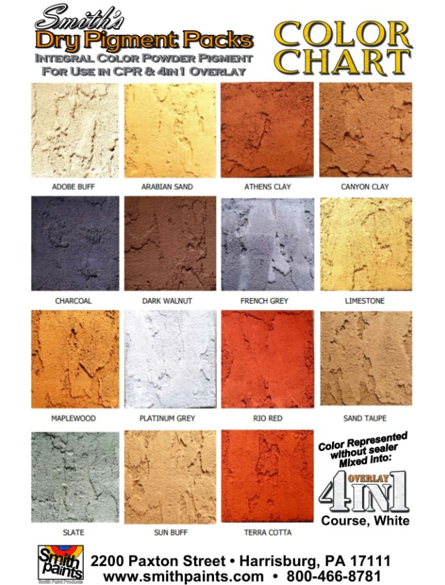 Dry Pigment Packs - Integral Powder Color Packs for Cementitious 